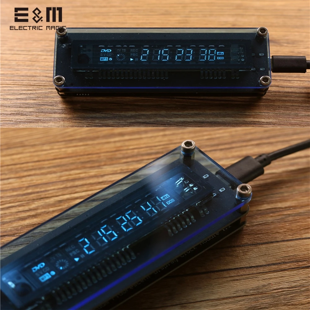 Цифровые мини часы с дисплеем VFD музыкальный уровень USB электронные вакуумный