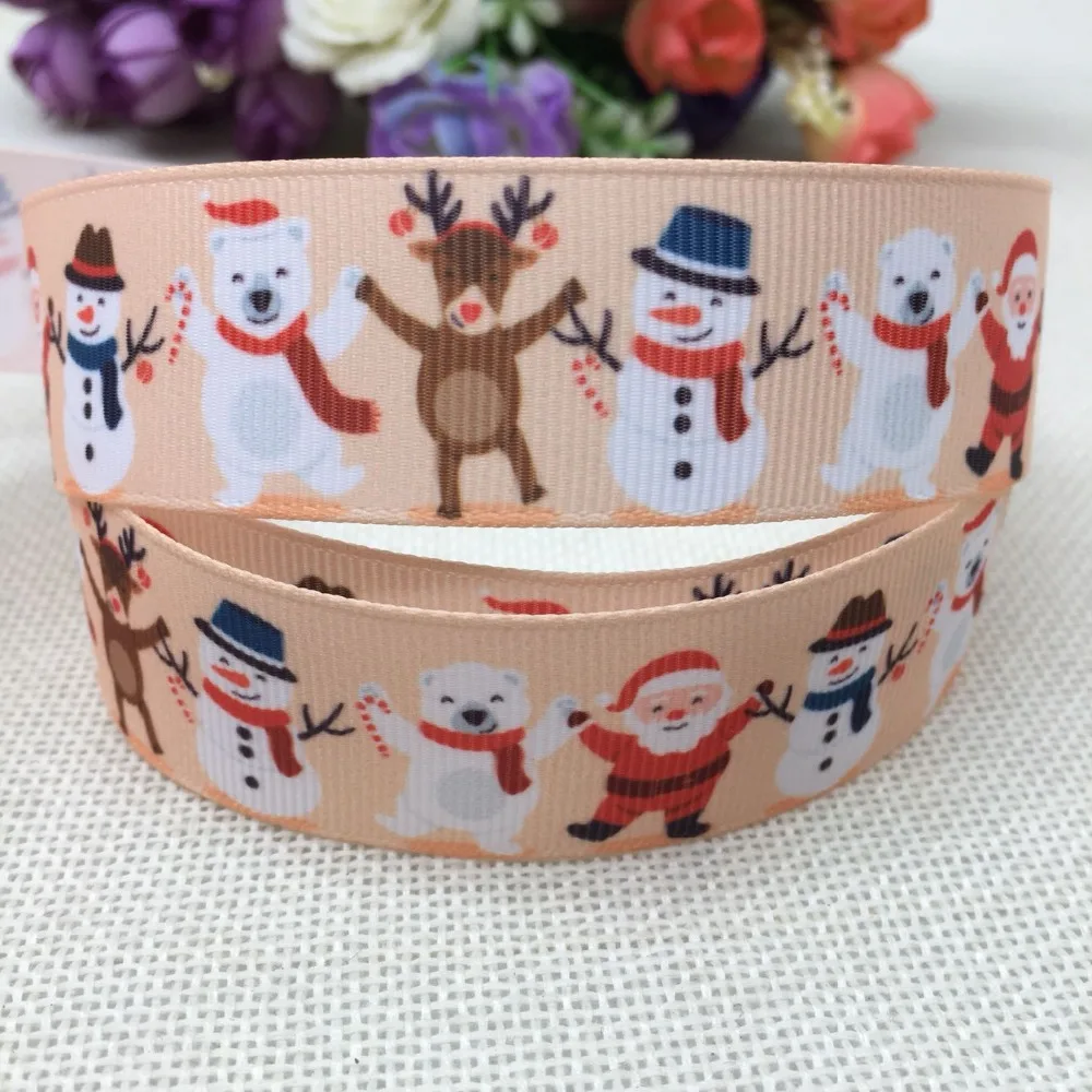 10 метров с фокусным расстоянием 25 мм Ширина DIY Рождество Grosgrain ленты Снег