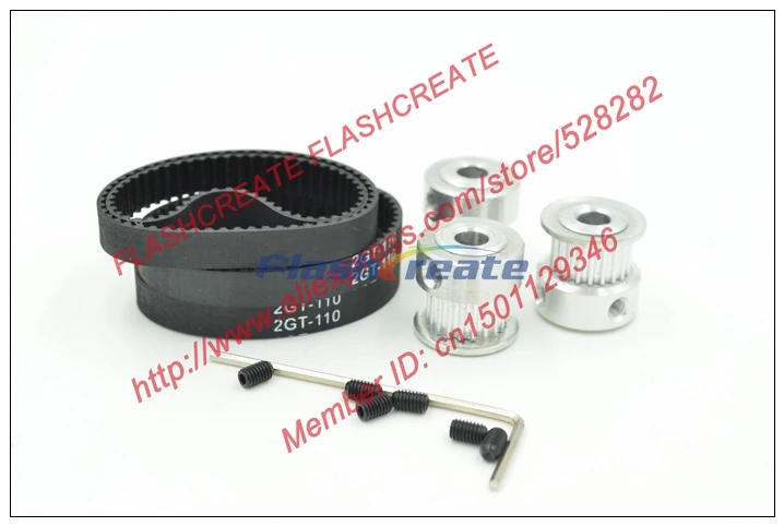 

POWGE 3pcs 20 Teeth 2GT Pulley Bore5/6/6.35/8mm + 5pcs 110 GT2 Synchronous Belt W= 6mm For 3D Printer 110 2GT Timing Belt Pulley