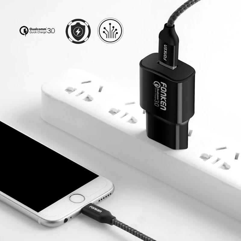 FONKEN 18 Вт быстрое зарядное устройство Быстрая зарядка QC3.0 2,0 зарядка для мобильного телефона планшета USB зарядное устройство s Универсальный портативный настенный адаптер