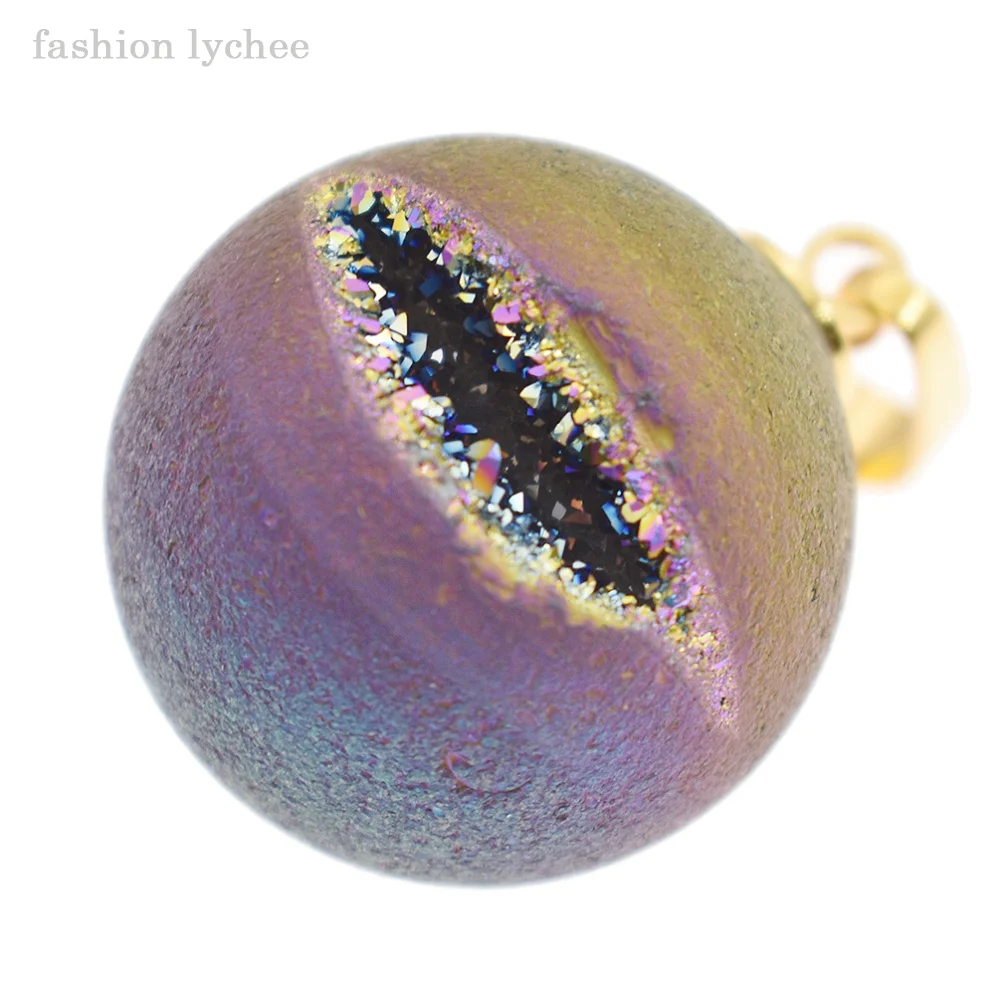 

fashion lychee Hot Sale Creative Rainbow Crystal Ball Pendant For Women Necklace DIY Jewelry Making Charm Components