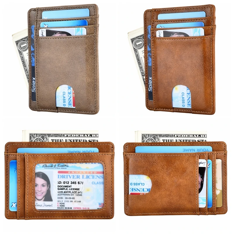 Модный мужской кошелек с защитой от RFID для карт из натуральной кожи держателем