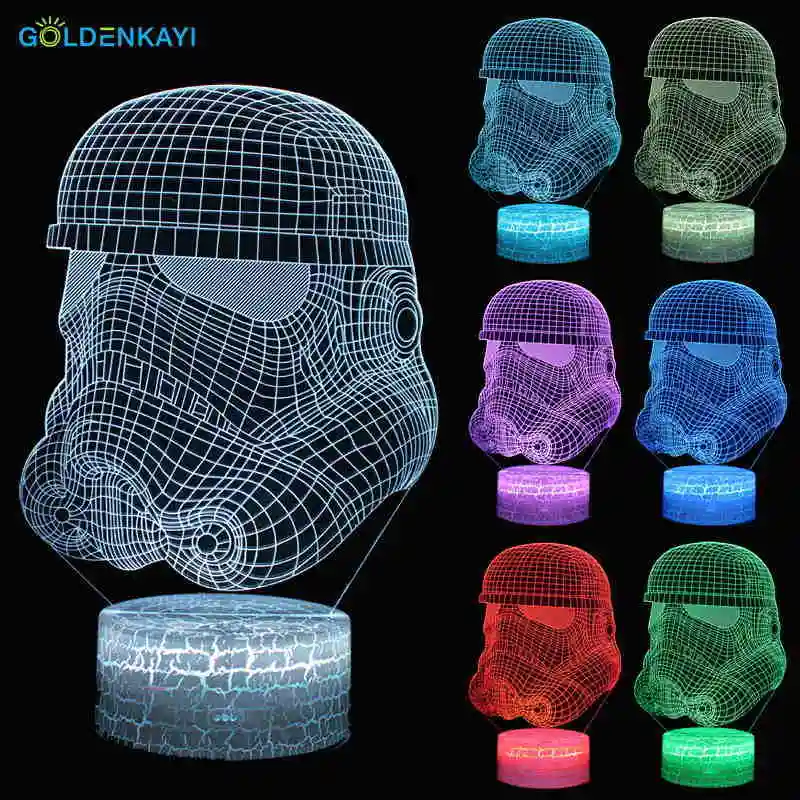 3D Star Wars Imperial Stormtrooper светодиодный Ночные огни атмосфера настольная лампа сенсорный выключатель многоцветный для Спальня декоративные лампы - Испускаемый цвет: Blowout base