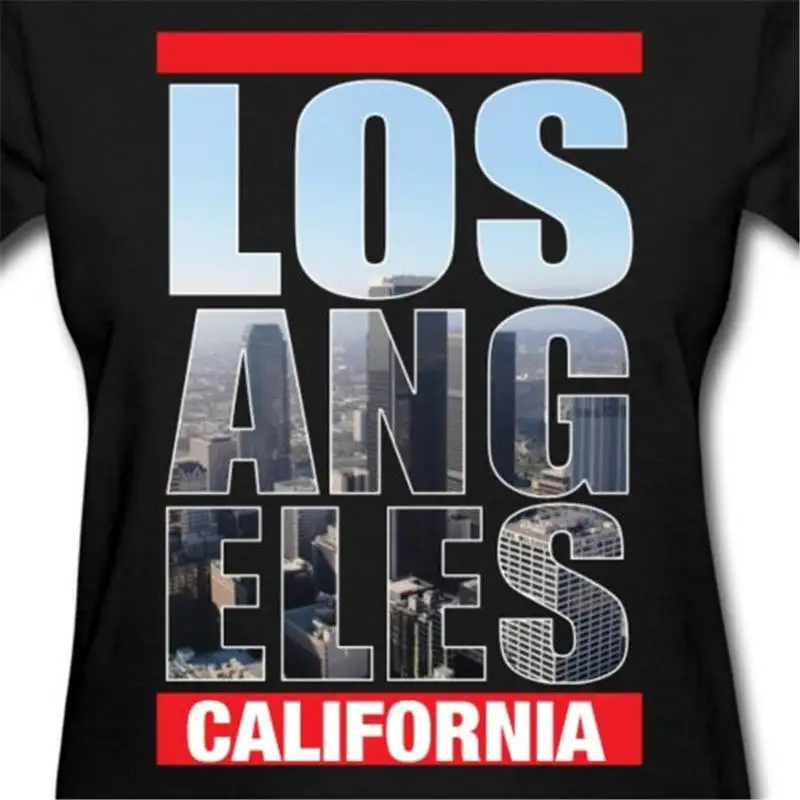 T Shirt Novelty Tops Funny Women Crew Neck Los Angeles California Skyline Short-Sleeve | Женская одежда