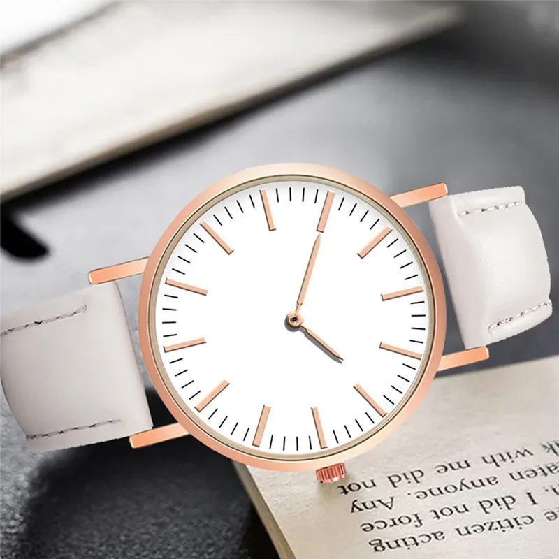 Часы наручные женские кварцевые с кожаным ремешком стильные роскошные Простые