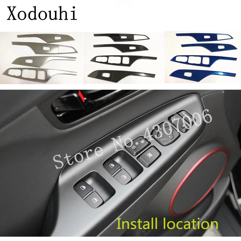 

Автомобильная Внутренняя дверь, окно, стекло, переключатель, панель, накладка, рамка, подлокотник, поручень, 4 шт. для Hyundai Kona Encino Kauai 2017 2018 2019