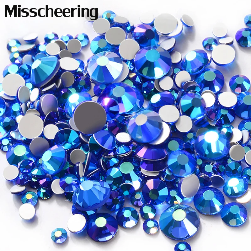 1 упаковка блестящих сапфировых кристаллов AB дизайн ногтей украшения плоская