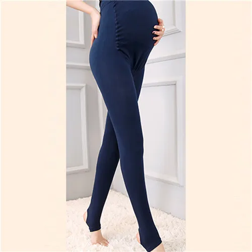 Navy Blue Footed Puseky Одежда для беременных зимние однотонные регулируемые Леггинсы для беременных женщин толстые универсальные брюки для беременных Polainas - Цвет: Navy Blue Footed