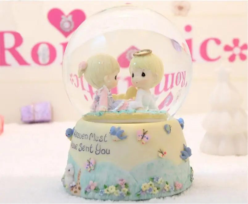 SCY 728+++Water droplet dolls honey crystal ball music box | Дом и сад