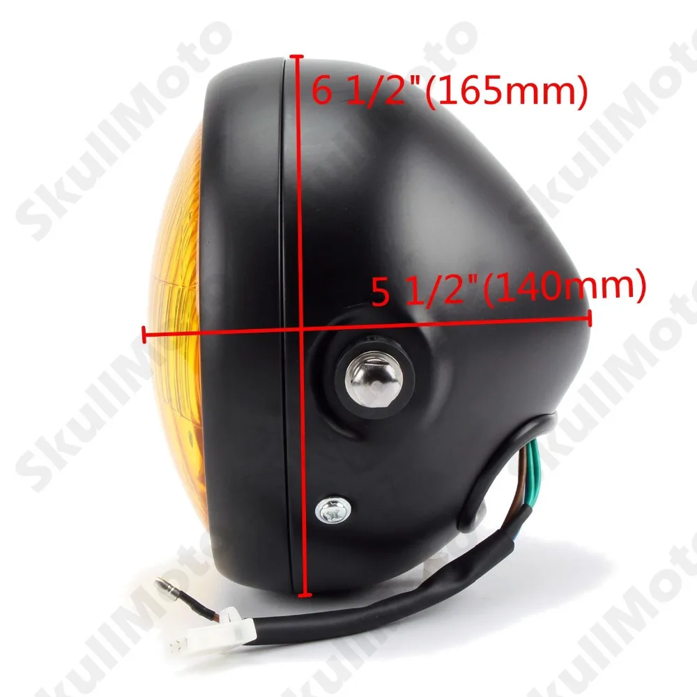 

Black Motorcycle Headlight Grill Amber Vintage Headlight Hi/Lo Beam 35W For Harley Dyna FLH Bobber Chopper Custom Universal