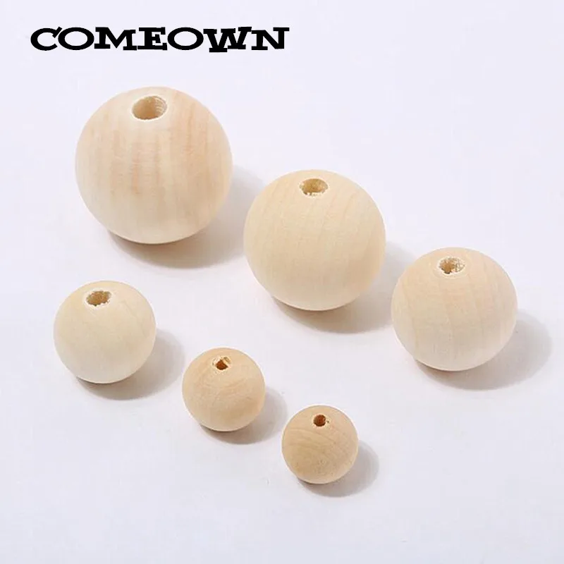 COMEOWN бусины из натурального дерева 4/6/8/10/12/14/16/18/20/25/30/40/50 мм круглые россыпью для