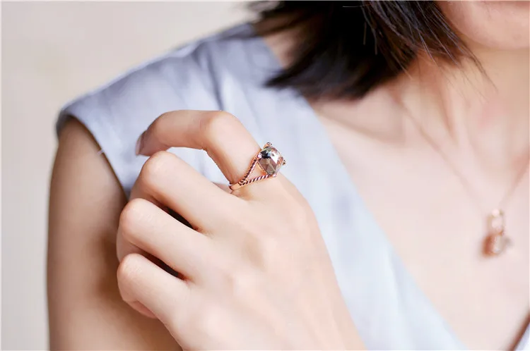 925 стерлингового серебра натуральный зеленый аметист обручальные кольца для