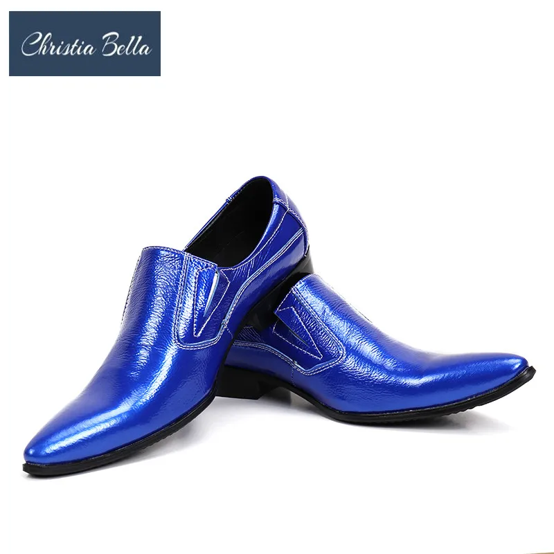 

Christia Bella Summer Style Dress Genuine Leather Shoes Men Breathable Prom Shoes Leather Pointy Mens Business Formal Shoes