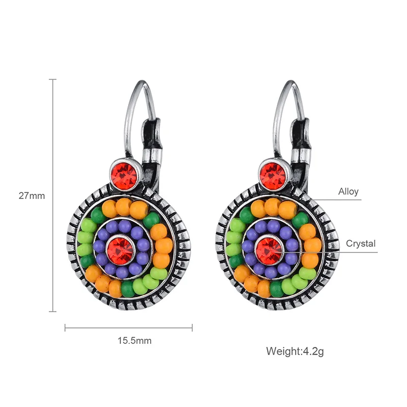 Серьги клипсы HONGYE в богемном стиле с бусинами из смолы висячие серьги каффы для