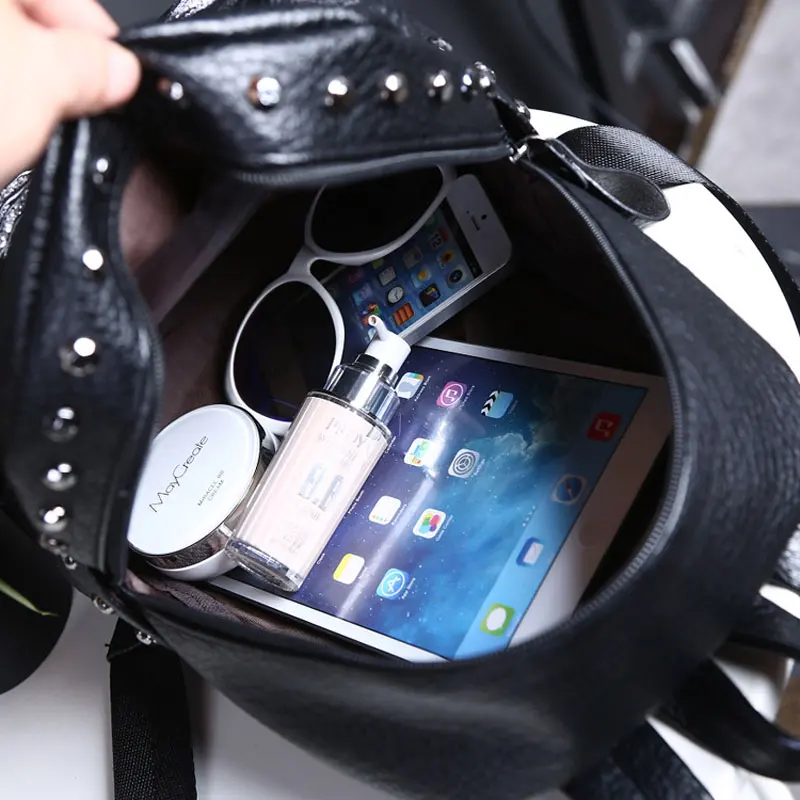 Новый женский рюкзак с заклепками модные женские рюкзаки из искусственной кожи