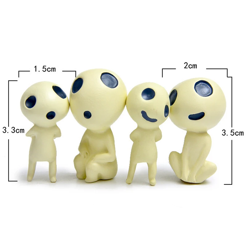 4 шт./лот Миядзаки Принцесса Мононоке Кодама Дух Дерева цифры Studio Ghibli мини смолы