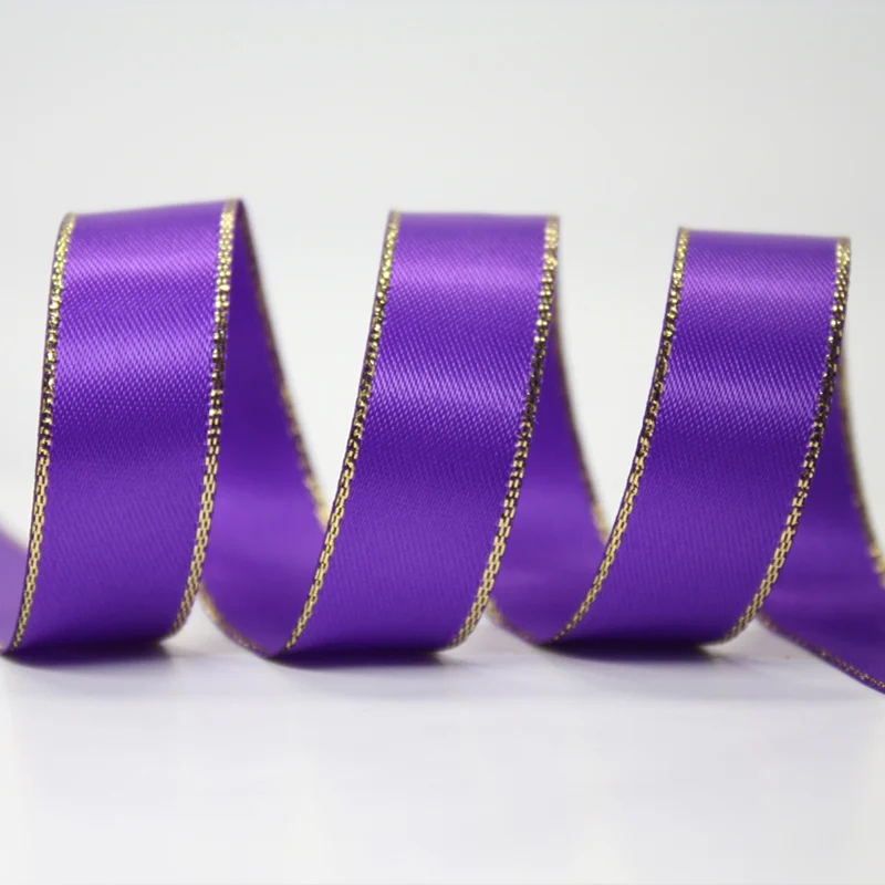 purple 465 YAMA атласная лента с золотыми краями 0,125 дюйма 3 мм 500 ярдов/партия для самостоятельного изготовления аксессуаров для платьев свадебные украшения - Цвет: purple 465