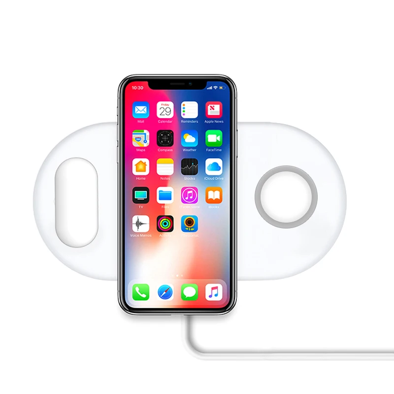 ! ACCEZZ 10 Вт 7 5 QI быстрая Беспроводная зарядка 3 в 1 для iphone 8 Plus X AirPods Apple Watch iWatch