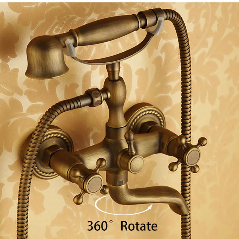 Бесплатная доставка Набор насадок для душа из античной матовой латуни с