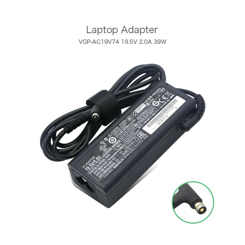 

100% Оригинальный 19,5 V 2.0A 39 Вт Питание для SONY VAIO VGP-AC19V74 VGP-AC19V73 ADP-45DE в SVT11 SVT13 адаптер переменного тока питания для ноутбука