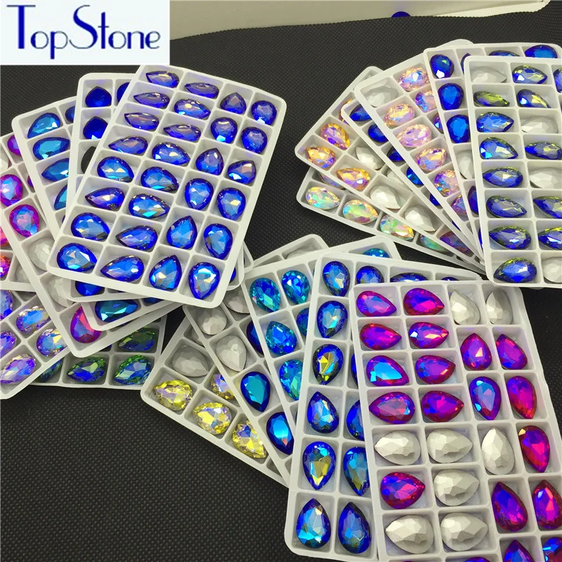 Кобальт AB Цвет стекло кристалл КАПЛЕВИДНАЯ заостренная задняя горный хрусталь