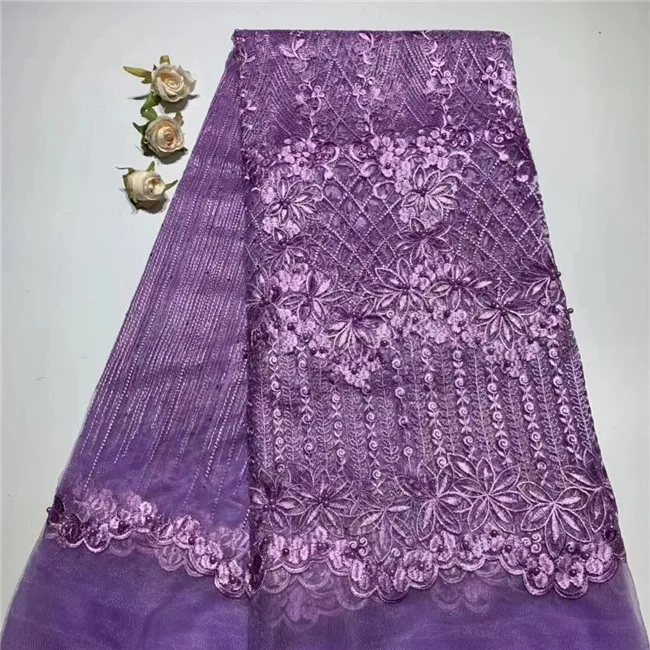 

New Nigerian Lace Fabric 2019 High Quality Lace 3D Embroidered French Pink Tulle Lace Hot Sale French African Lace Fabric T3