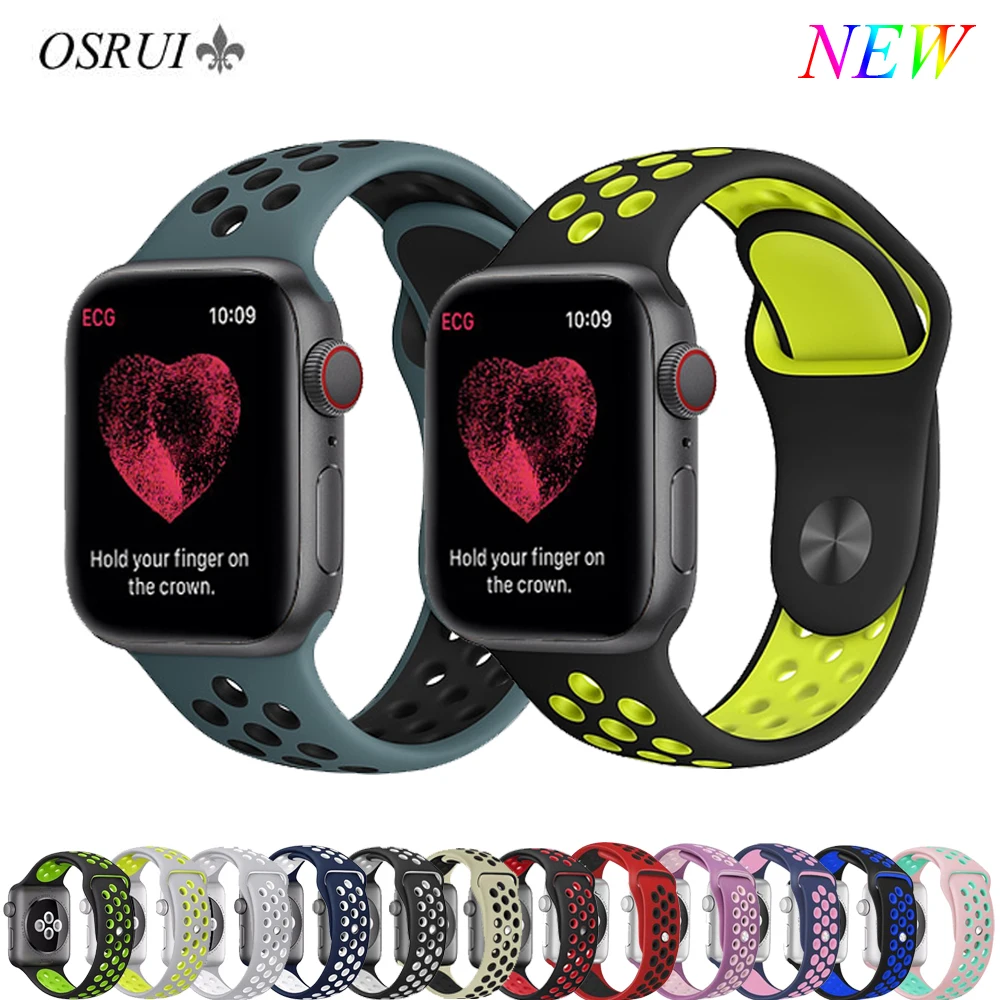 Ремешок для спортивных часов Apple Watch band 4 3 42 мм/38 мм iwatch 44 мм/40 correa Силиконовый