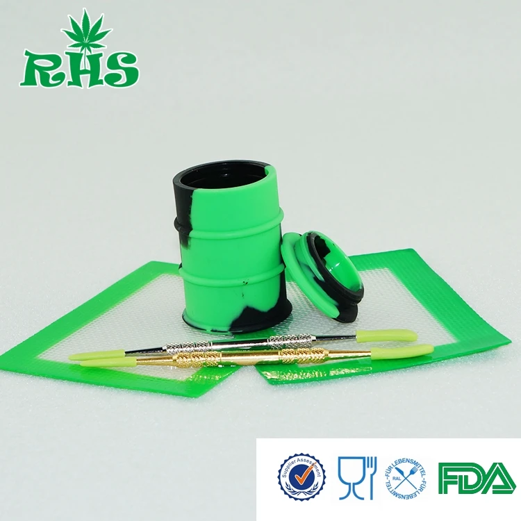 Hot selling 2017 plastic food grade silicone cosmetic container for wax 26ml oil 1set free shipping | Дом и сад