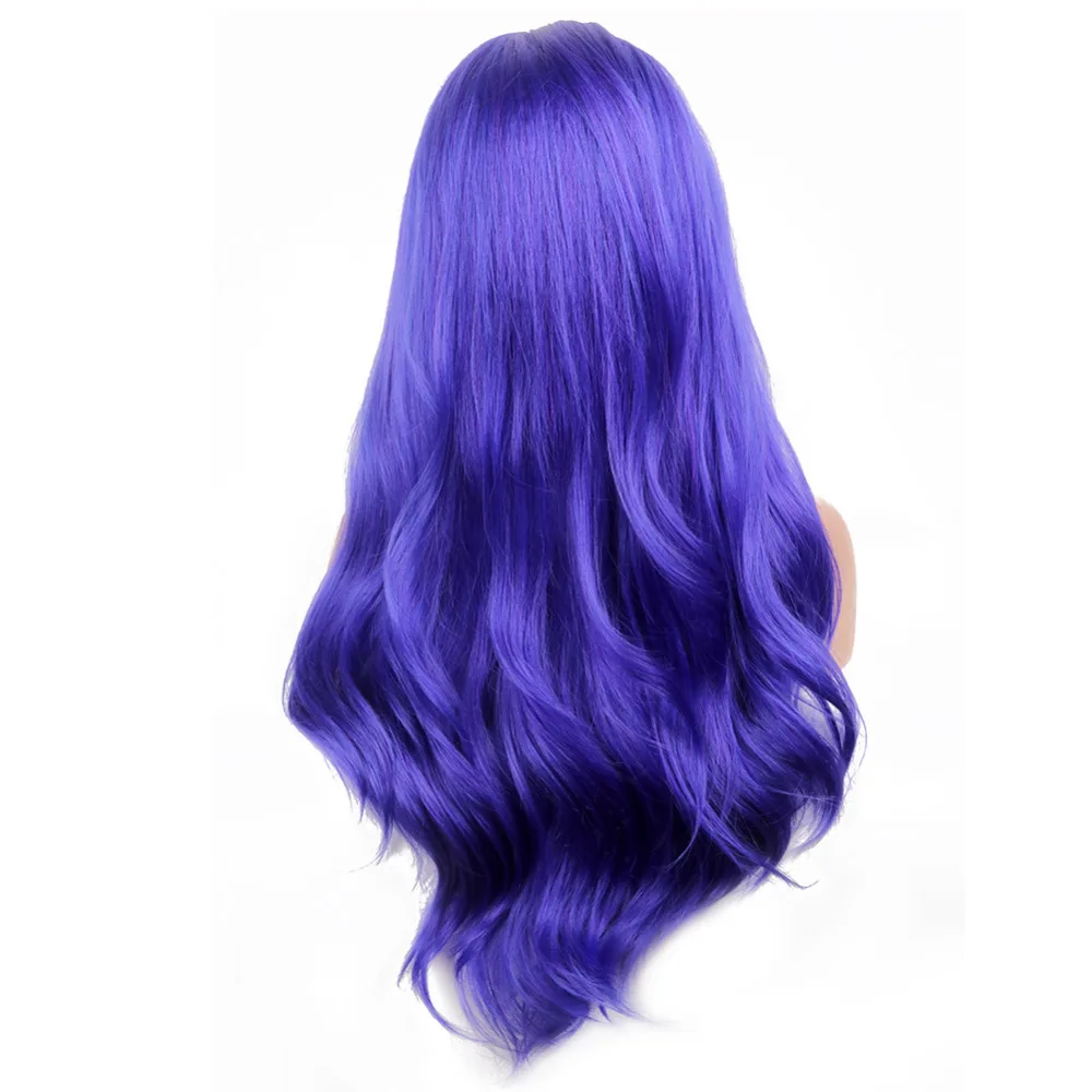EEWIGS, короткие волосы, завязанные вручную, волнистые, Ombre, голубой, розовый, на кружеве, парик, блестящие, высокая температура, синтетические волосы, фиолетовый, парики для женщин