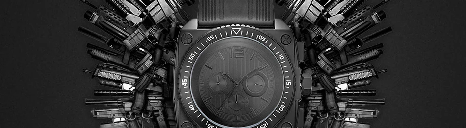 Reloj Hombre SINOBI Ретро Мужские часы военные часы черные силиконовые квадратные кварцевые часы с большим циферблатом мужские часы Прямая
