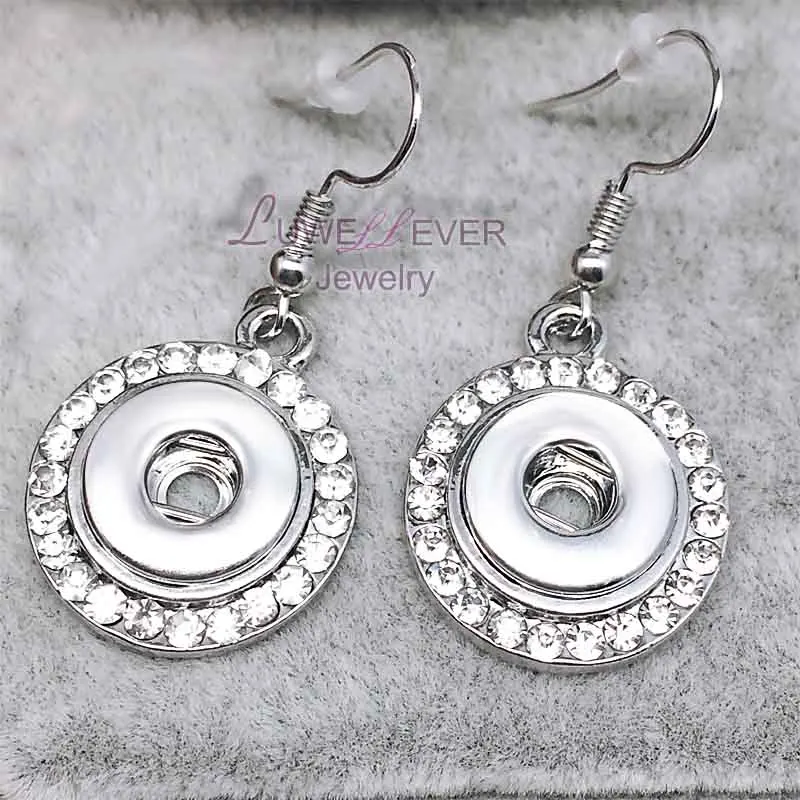 

high quality 01 Hot Sale Rhinestones 12mm Snaps Button Earring For Women Charms White K Plated Design Snaps Earrings Jewelry