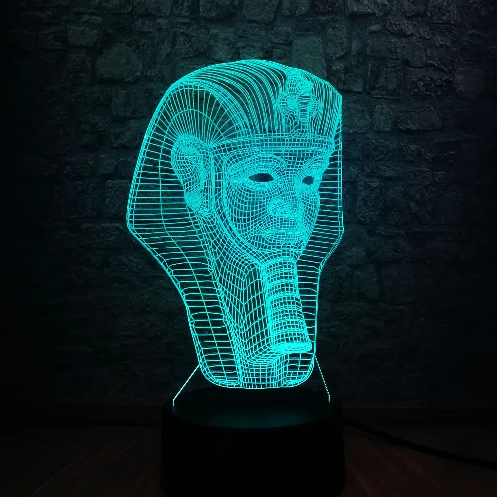 Оптовая продажа RC 3D Египетский Сфинкс Фараон светодиодный светильник USB ночник