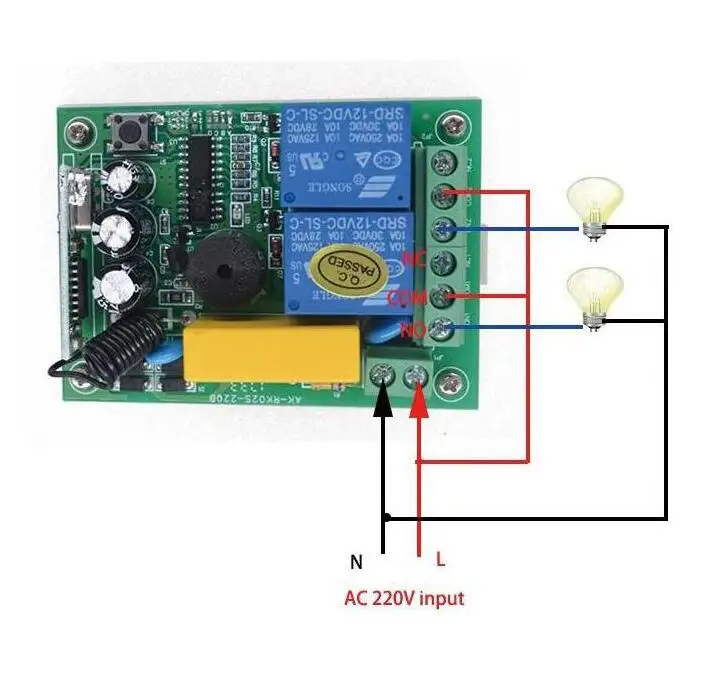 AC220V RF беспроводной переключатель системы дистанционного управления 2CH