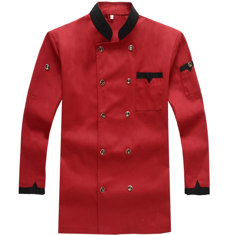Long Sleeve Шеф-повар форма офицантки Длина рукава: с длинным рукавом Куртка для повара пальто бариста Бейкер Рабочая Униформа одежда для официанта - Цвет: Long Sleeve