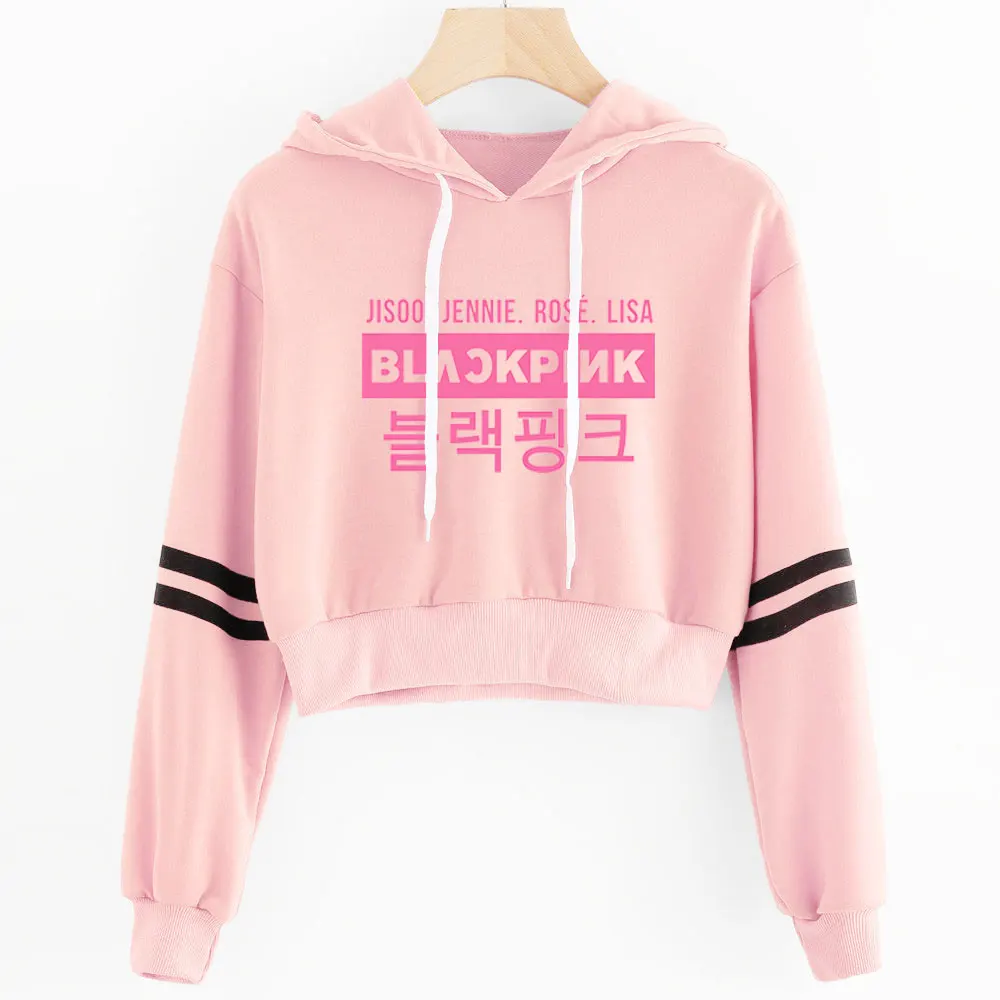 Корейские женские сексуальные Харадзюку каваи Kpop черно-розовая толстовка с принтом горячее женское розовое пальто хип-хоп пуловер толстовки свитшоты