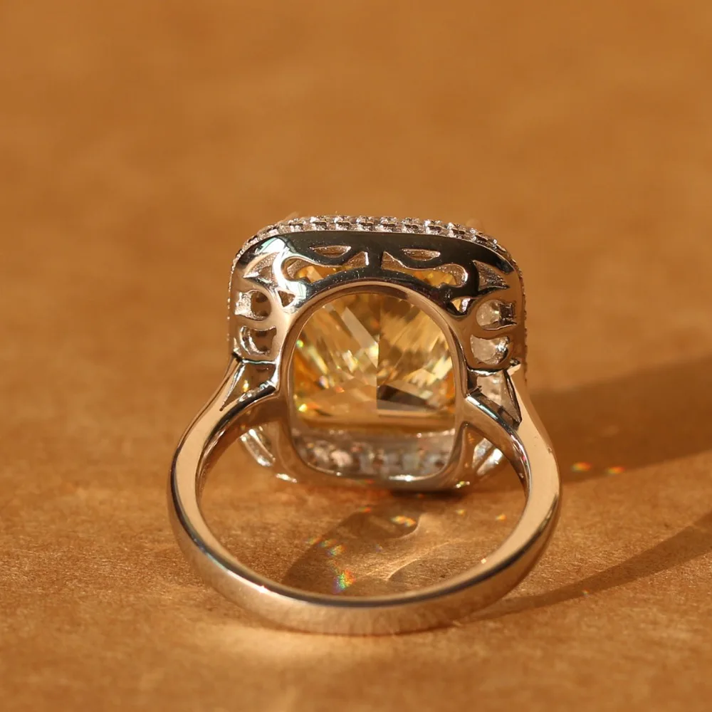 Роскошное однотонное серебряное кольцо с желтым цирконием in18k золотого цвета с кристаллами цирконием moissanite Золотое обручальное кольцо для влюбленных пар