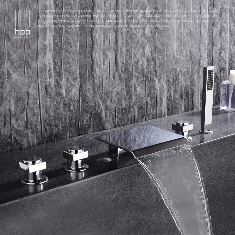 

school full of copper hot and cold split type cylinder side type bathtub faucet five piece of bathtub side floor faucet