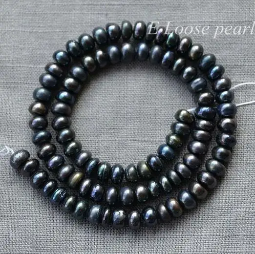 

Unique Pearls jewellery Store Real Freshwater Pearl Potato Loose Pearl Jewellery Black Color 6-7mm One Full Strand YLC1-67