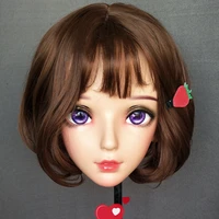 nanfemale sweet girl resin half head kigurumi bjd mask cosplay japanese anime role lolita mask crossdress doll mask