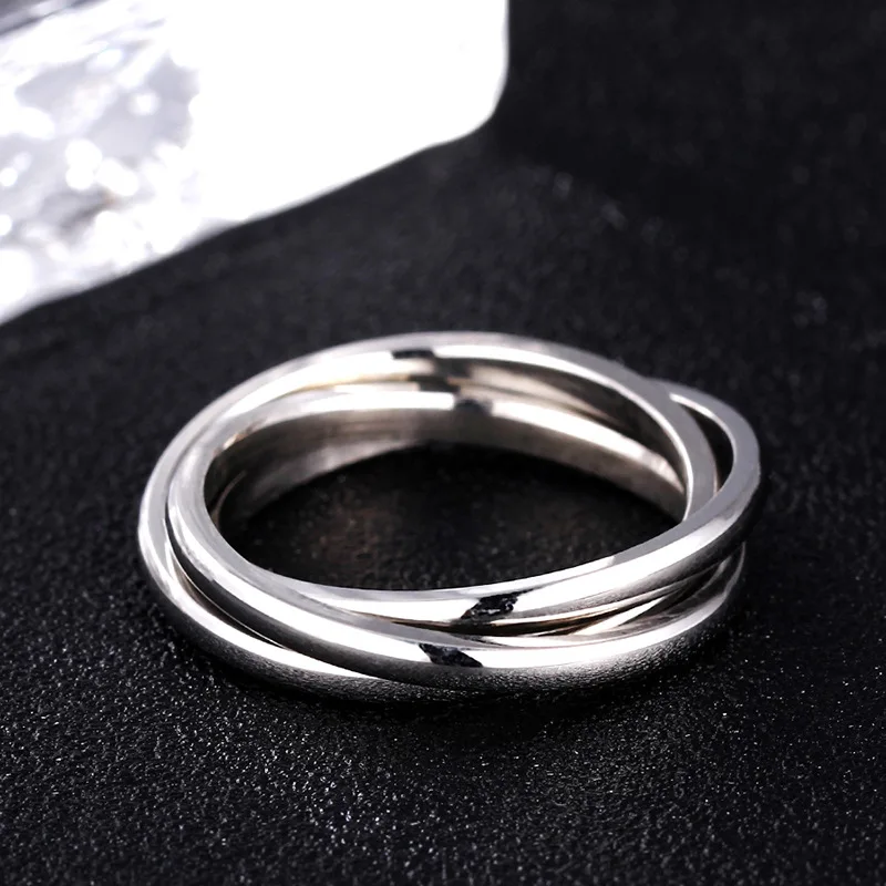 Silver Модное классическое креативное троичное кольцо, три кольца, Женское кольцо из нержавеющей стали, 3 цвета, троица, обручальное кольцо - Цвет основного камня: Silver