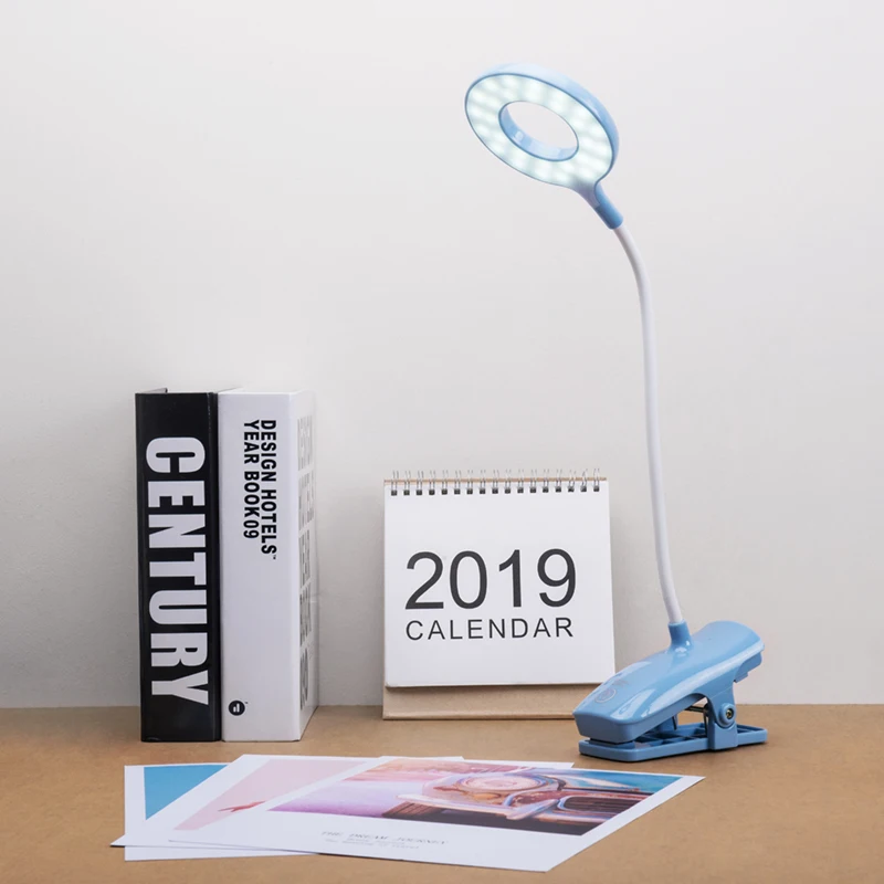 Blue Clip Round DIGAD настольная лампа USB светодиодный настольный светильник 28 светодиодный настольный светильник с зажимом для чтения книг ночной Светильник Светодиодный настольный светильник сенсорный 3 режима - Цвет корпуса: Blue Clip Round