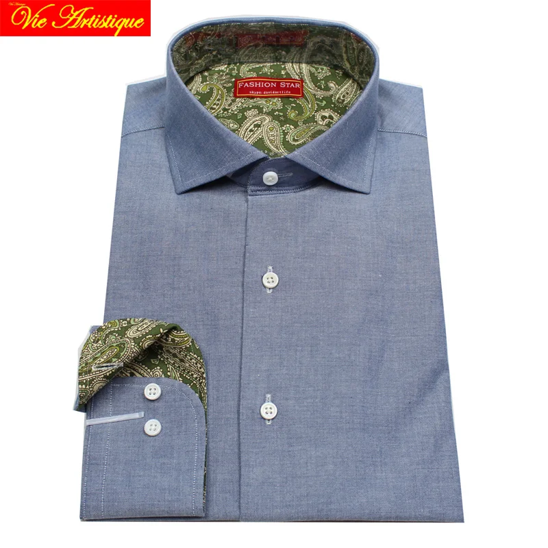 

male long sleeve business formal dress jeans look oxford cotton shirts men's big size casual shirt tailor made slim fit xl 2018