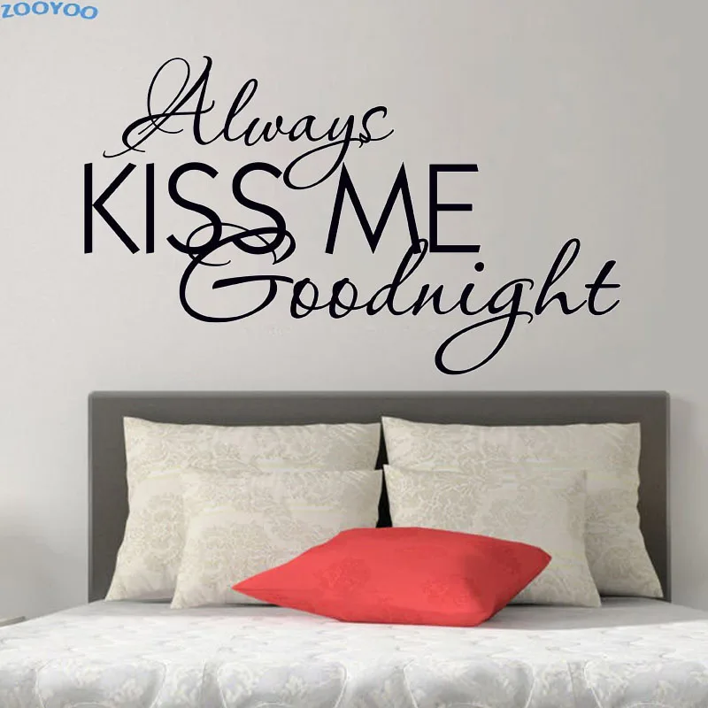 

ZOOYOO Always Kiss Me Wall Sticker Romantic Text Wall Decal Home Decor Removable Living Room Bedroom Decoration Art Murals