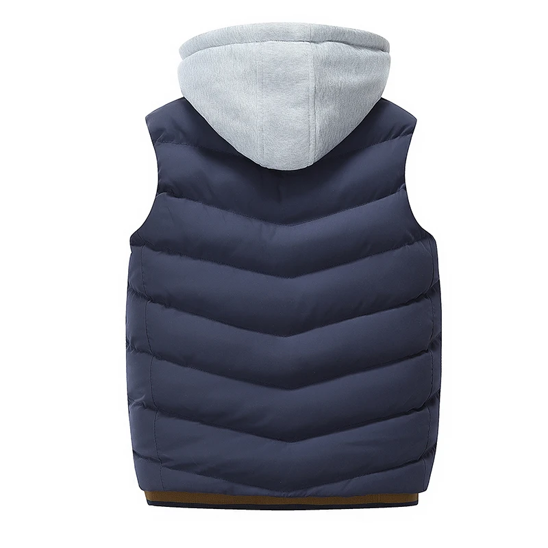 Men Winter Casual Windproof jacket Vests Sleeveless Hoodie warm Coats vest Male Warm Cotton-Padded thicken down Waistcoat | Мужская