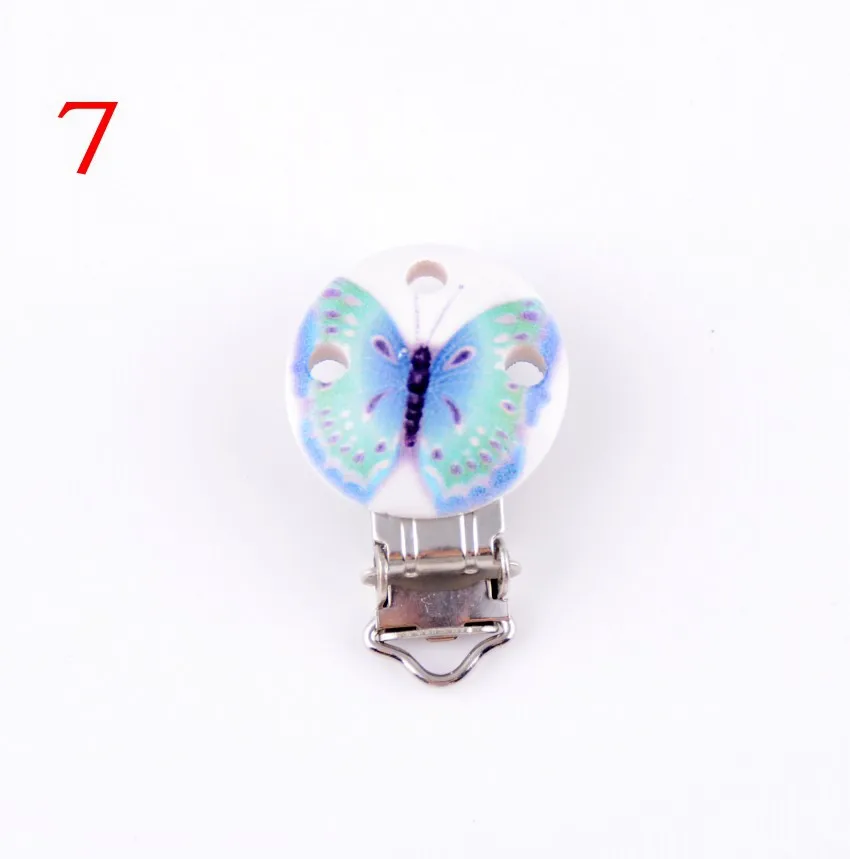 1Pcs(8 Colors Can Choose)Metal Suspender Butterfly Trousers Pacifier Clips With Plastic Wood Craft Sewing Tool 45x30mm D2988-3 | Дом и сад