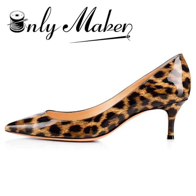 Женские леопардовые туфли Onlymaker лодочки на низком каблуке 2 6 дюйма и тонком 5 см