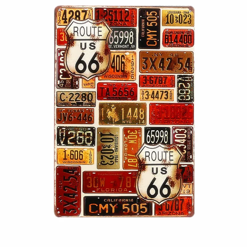 Route 66 комбинированные стили винтажные металлические оловянные знаки креативный