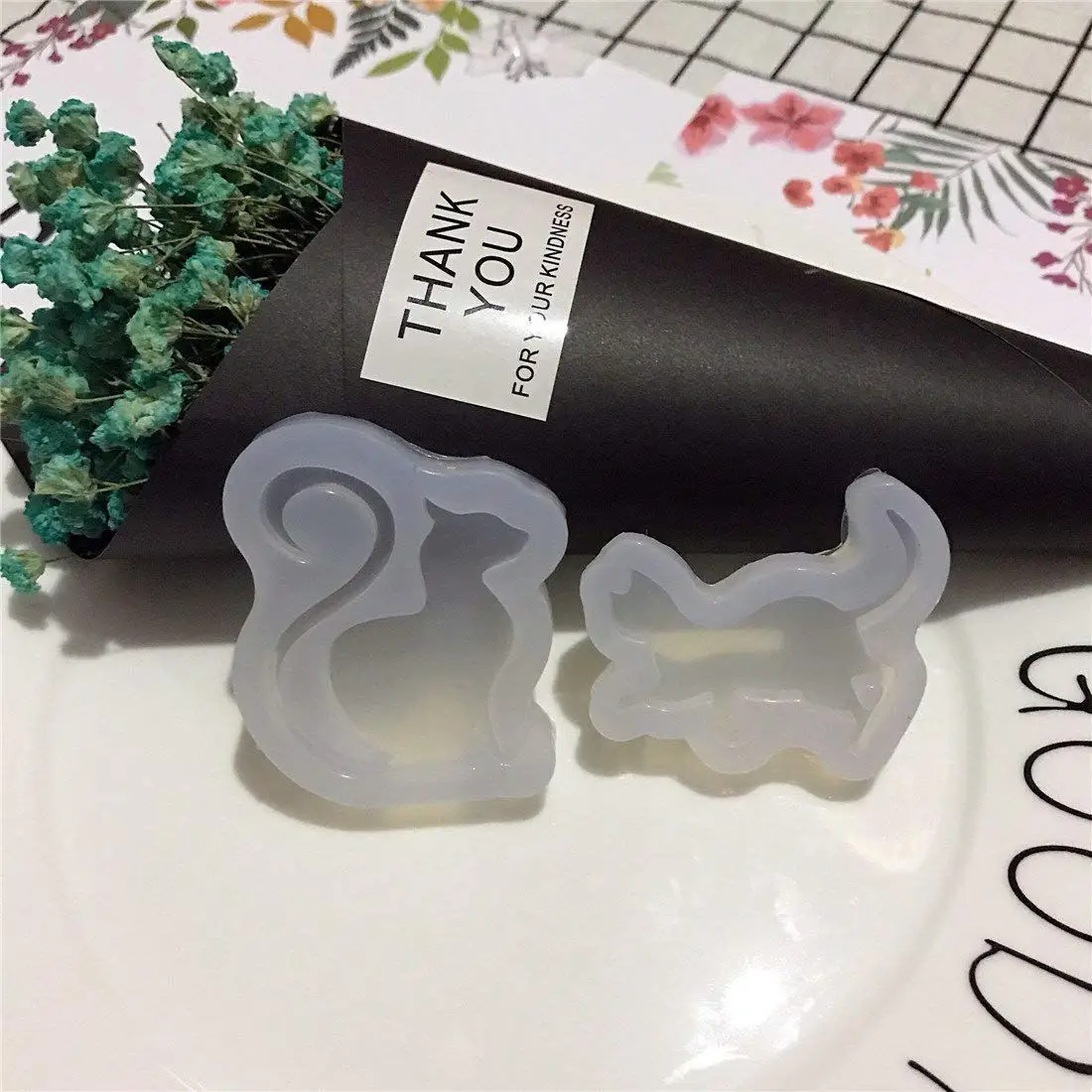 2 pcs/set Small Cat Polymer Clay Silicone Mold Crafting Resin Epoxy Jewelry Pendant Earrings Making DIY Mobile Phone Decora | Украшения и