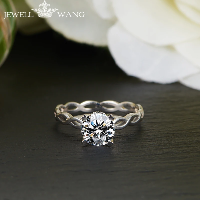 

Jewellwang Moissanites 1.0ct Certified Engagement Rings For Women 18k Real White Gold Girls Gift Party Prong Setting Heart Ring