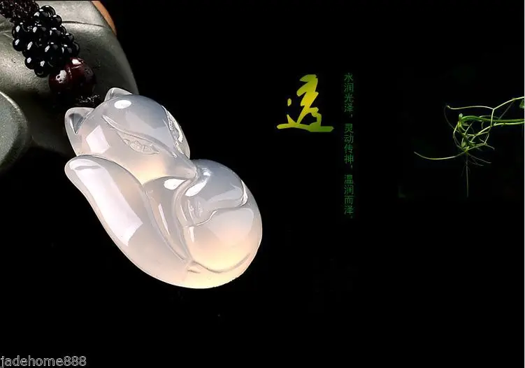 Chinese 100% Natural new Chalcedony Lifelike Fox Selling Jadeite pendant necklace |